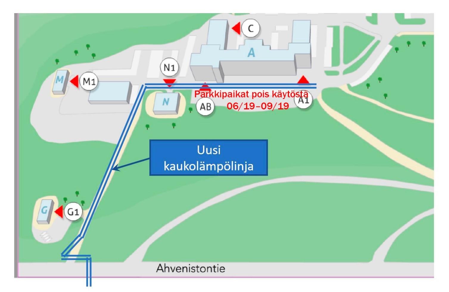 Ahveniston sairaala - Elenia Lämpö Oy tekee kaukolämmön ennakkosiirtoja  Ahveniston sairaalan rakentamiseen liittyen